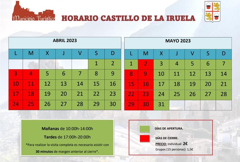 Horario Castillo de La Iruela Abril y Mayo 2023